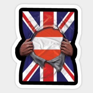 Austria Flag Great Britain Flag Ripped - Gift for Austrian From Austria Sticker